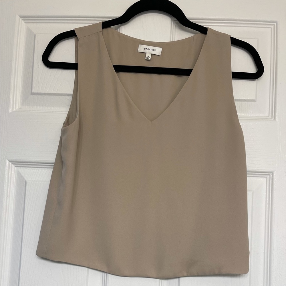 Babaton cropped blouse. Tan. Women size xs